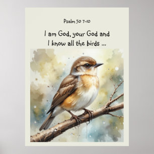 Inspirational Bible Scripture Quote Psalm Birds Poster