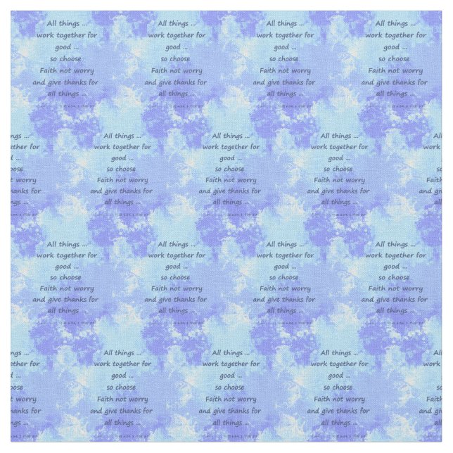 Inspirational Bible Scripture Quotes Soft Blues Fabric (Close Up)