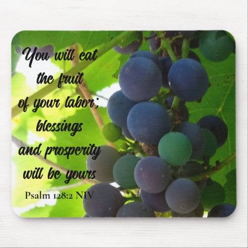 Inspirational Bible Verse Blessings Purple Grapes Mouse Pad