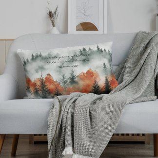 Inspirational Bible Verse Colossians 3:15 Nature  Lumbar Pillow