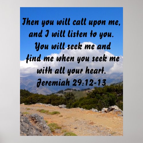 Inspirational Bible Verse Custom Jeremiah 2912_13 Poster