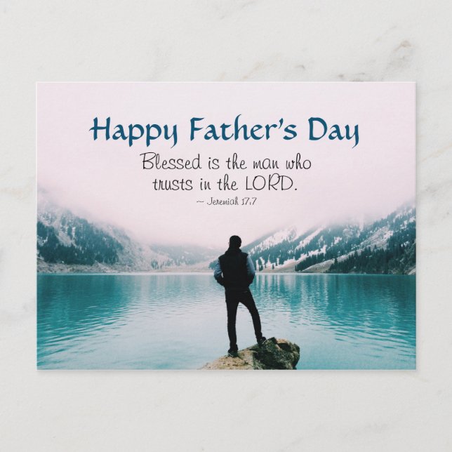 Inspirational Bible Verse Father's Day, Mountains Postcard (Front)