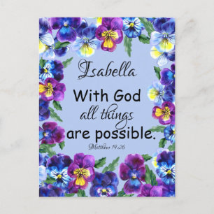 Inspirational Bible Verse Floral Name Postcard