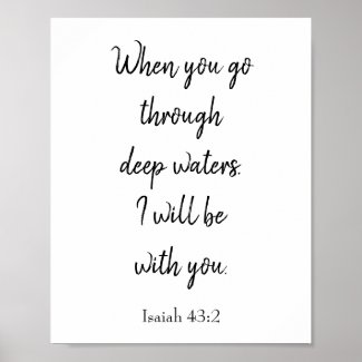Inspirational Bible Verse I will be with you Poster