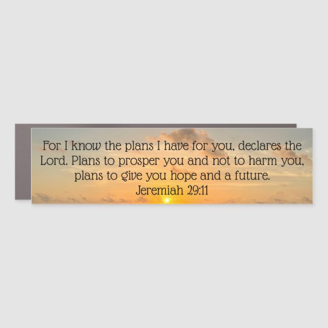 Inspirational Bible Verse Jeremiah 29:11 Bumper Car Magnet (Front)