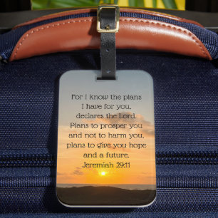 Inspirational Bible Verse Jeremiah 29:11 Christian Luggage Tag