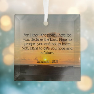 Inspirational Bible Verse Jeremiah 29:11 Christmas Glass Ornament
