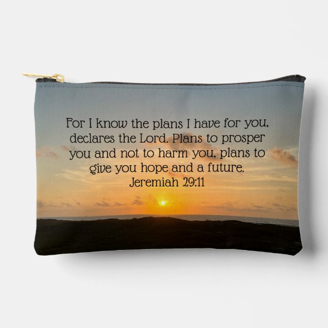 Inspirational Bible Verse Jeremiah 29:11 Sunrise Accessory Pouch (Front)