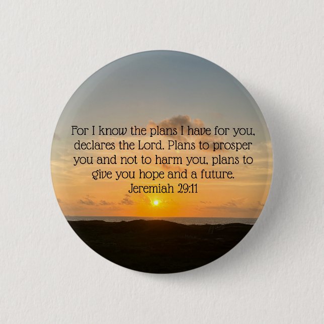 Inspirational Bible Verse Jeremiah 29:11 Sunrise Button (Front)