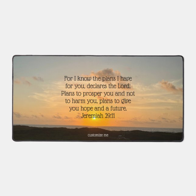 Inspirational Bible Verse Jeremiah 29:11 Sunrise Desk Mat (Front)