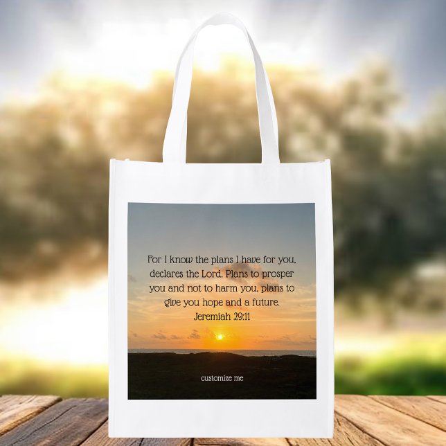 Inspirational Bible Verse Jeremiah 29:11 Sunrise Grocery Bag (Creator Uploaded)