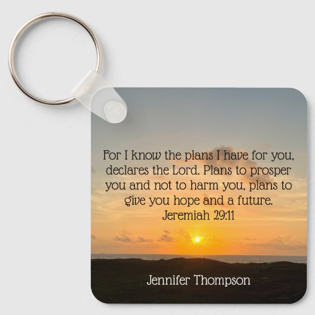 Inspirational Bible Verse Jeremiah 29:11 Sunrise Keychain (Front)