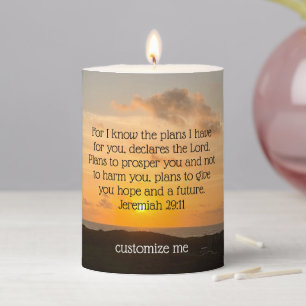 Inspirational Bible Verse Jeremiah 29:11 Sunrise Pillar Candle