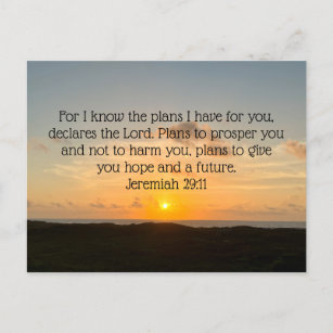 Inspirational Bible Verse Jeremiah 29:11 Sunrise Postcard