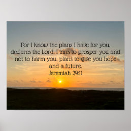 Inspirational Bible Verse Jeremiah 29:11 Sunrise Poster