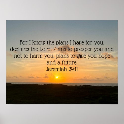 Inspirational Bible Verse Jeremiah 2911 Sunrise Poster