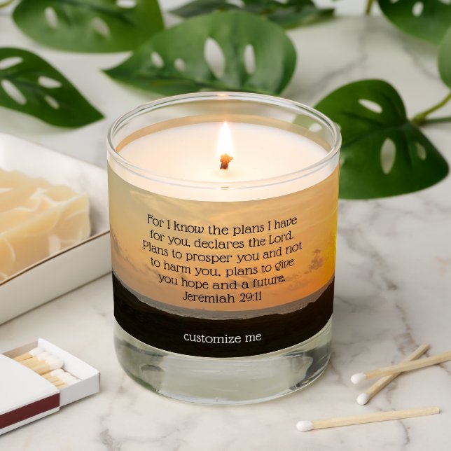 Inspirational Bible Verse Jeremiah 29:11 Sunrise Scented Candle (Lit)
