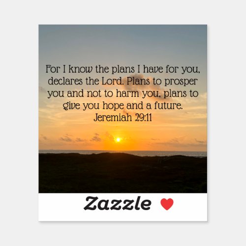 Inspirational Bible Verse Jeremiah 2911 Sunrise Sticker