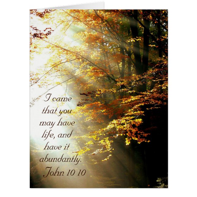 Inspirational Bible Verse John 10 10 Fall Card (Front)