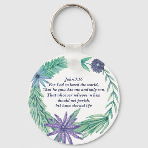 Inspirational Bible Verse John 3:16 Cute Christian Keychain
