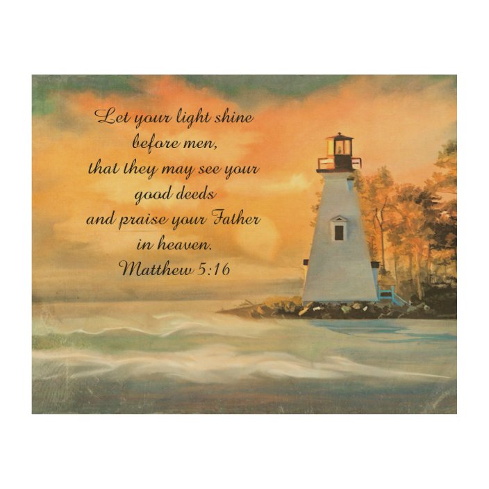 Inspirational Bible Verse Lighthouse Sunset Wood Wall Art Zazzle