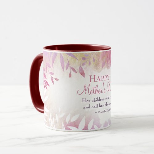 Inspirational Bible Verse Pink Floral Mothers Day Mug