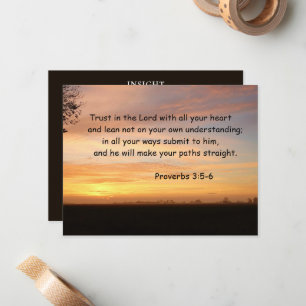 Inspirational Bible Verse Proverbs 3:5-6 Church  Note Card
