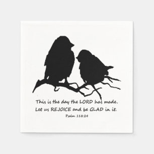 Inspirational Bible Verse Psalm 118:24 Birds Paper Napkins