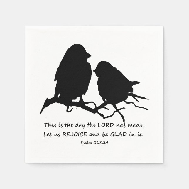 Inspirational Bible Verse Psalm 118:24 Birds Paper Napkins (Front)
