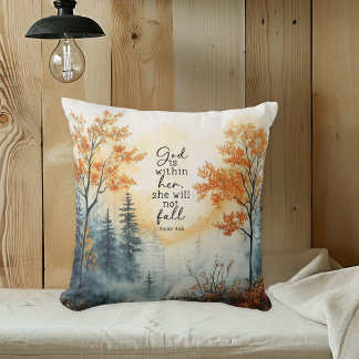 Inspirational Bible Verse Psalm 46:5 Autumn Pillow