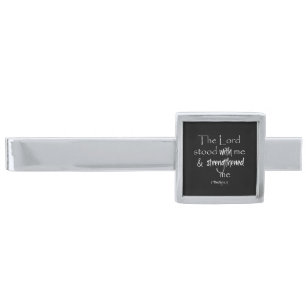Inspirational Bible Verse Silver Finish Tie Clip