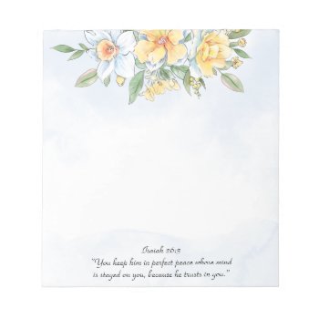 Inspirational Bible Verse Spring Watercolor Floral Notepad by CChristianDesigns at Zazzle