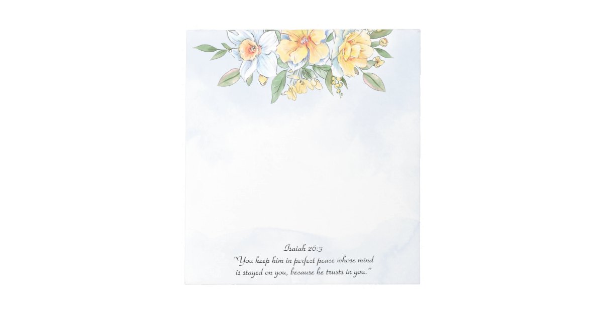 Inspirational Bible Verse Spring Watercolor Floral Notepad | Zazzle