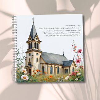 Inspirational Bible Verse Watercolor Church