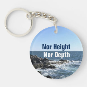 Inspirational Bible Verse Waves of the Sea Blue Keychain
