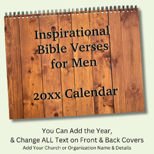 Inspirational Bible Verses for Men 12 Month Calendar