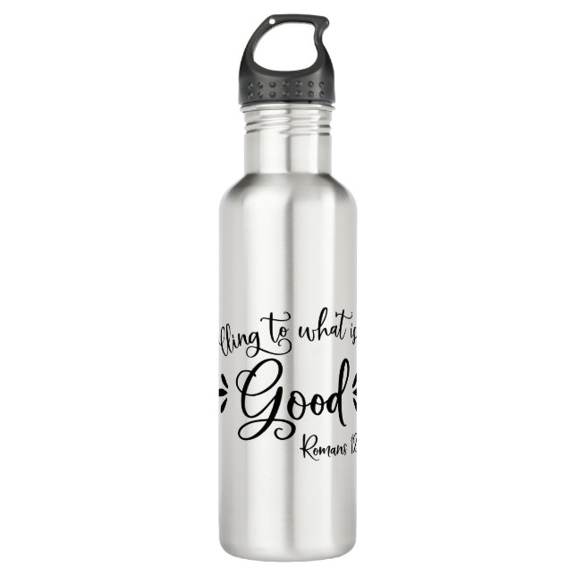 Inspirational Bible Verses - Romans 12:9 Stainless Steel Water Bottle (Front)