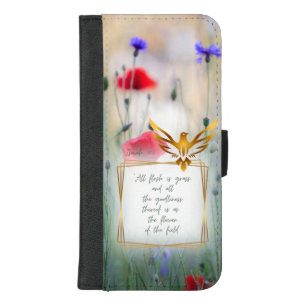 Inspirational Bible Wildflower Nature Gold Dove iPhone 8/7 Plus Wallet Case