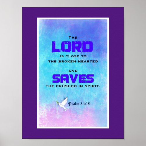 Inspirational Biblical Quote Psalm 3418 Poster