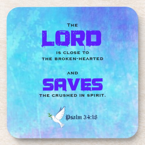 Inspirational Biblical Quote Pslam 3418 Coaster