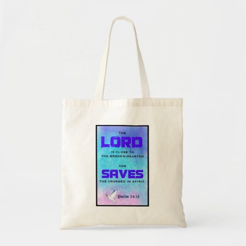 Inspirational Biblical Quote Pslam 3418 Tote Bag