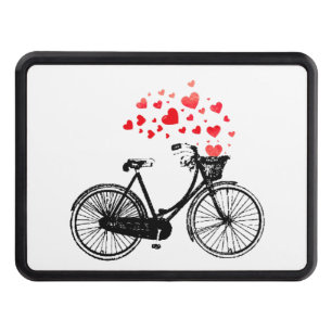 Inspirational Bike with Love Hearts Vintage Hitch Cover