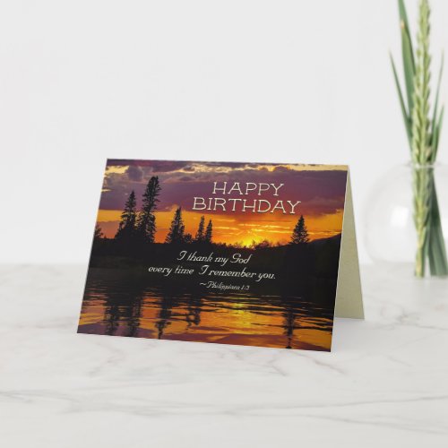 Inspirational Birthday Philippians 12_3 Sunset Card