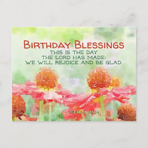 Inspirational Birthday Psalm 11824 Flowers Postcard