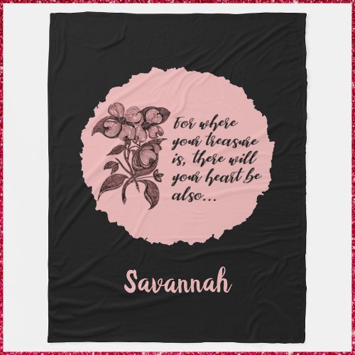 Inspirational Black and Pink Bible Quote Blanket