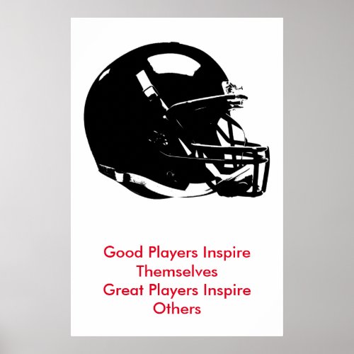 Inspirational Black White Pop Art Football Helmet Poster