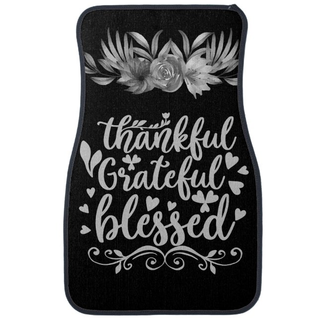 Inspirational Blessed Gratitude Quote Silver Gray  Car Floor Mat (Front)