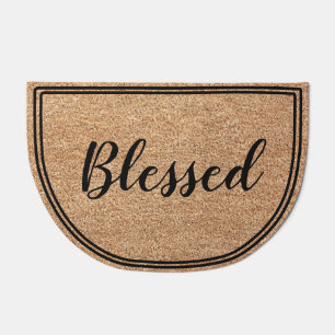Inspirational Blessed Script Faux Coir Doormat