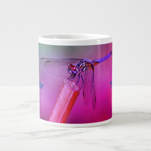 Inspirational Blue Purple Dragonfly Giant Coffee Mug