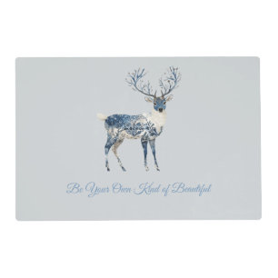 Inspirational Blue White Chic Deer Fox Placemat